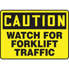 Sign, Caution Watch For Forklift Traffic, 10″ × 14″, Plastic - Eagle Tool & Supply