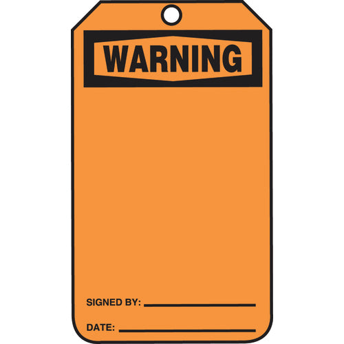 Safety Tag, Warning (Blank), 25/Pk, Cardstock - Eagle Tool & Supply