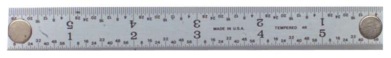 #502-012MG - 12'' Long - 5R Graduation - 1'' Wide - Rigid Magnet Rule - Eagle Tool & Supply