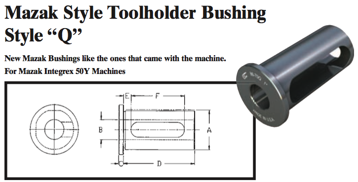 Mazak Style "Q" Toolholder Bushing  - (OD: 50mm x ID: 16mm) - Part #: CNC 86-70QM 16mm - Eagle Tool & Supply