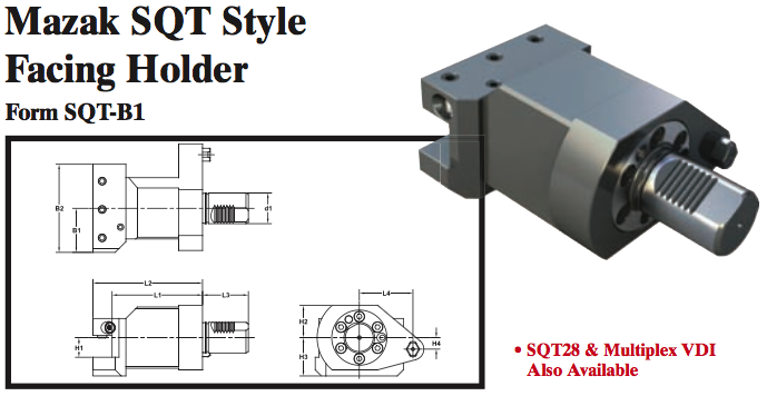 Mazak SQT Style Facing Holder (Form SQT-B1) - Part #: SQT21.1525 - Eagle Tool & Supply