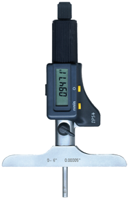 0 - 6" / 0 - 150mm Measuring Range - Friction Thimble - Electronic Depth Micrometer - Eagle Tool & Supply