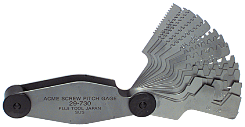 #52-485-030 - 16 Leaves - 1 to 12 Pitch - 29° Acme Screw Thread Gage - Eagle Tool & Supply