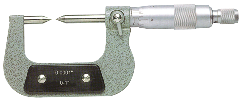 2 - 3'' Measuring Range - .0001 Graduation - Ratchet Thimble - High Speed Steel Face - Point Micrometer - Eagle Tool & Supply