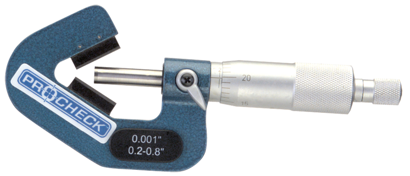 .2 - 1'' Measuring Range - .001 Graduation - Ratchet Thimble - High Speed Steel Face - 5-Flute V-Anvil Micrometer - Eagle Tool & Supply