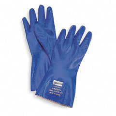 ‎Size 9-Nitri-Knit - dipped nitrile glove - interlock knitted liner - 12″ (30cm) - rough grip - blue. 12 pairs per bag, 12 bags per case. - Eagle Tool & Supply