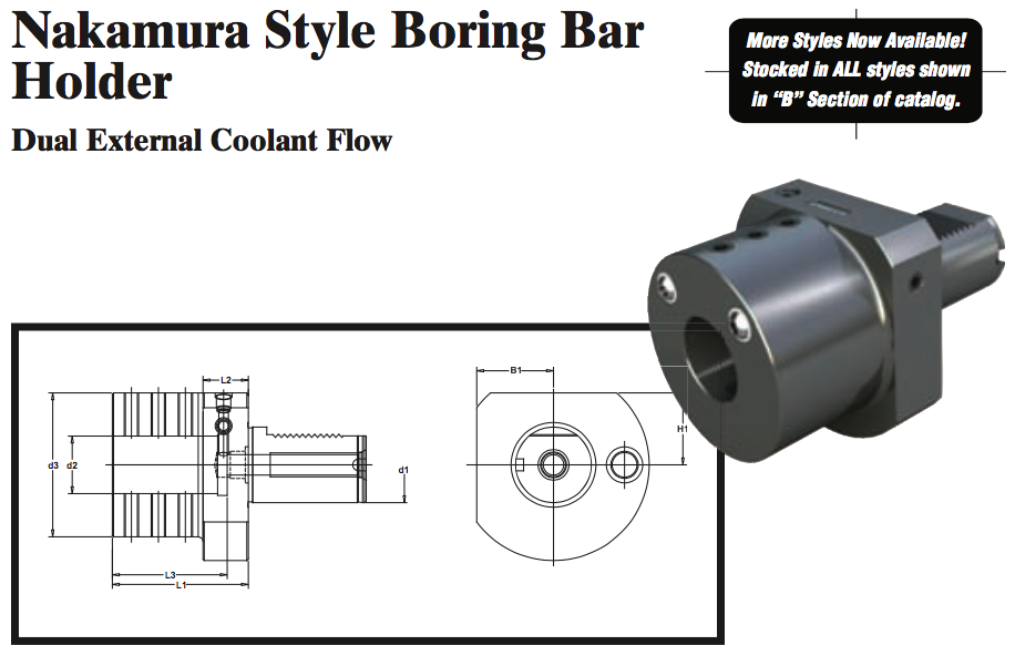 Nakamura Style Boring Bar Holder (Dual External Coolant Flow) - Part #: NK52.4032 - Eagle Tool & Supply