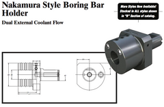 Nakamura Style Boring Bar Holder (Dual External Coolant Flow) - Part #: NK52.5045 - Eagle Tool & Supply