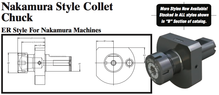 Nakamura Style Collet Chuck (ER Style For Nakamura Machines) - Part #: NK53.3025 - Eagle Tool & Supply
