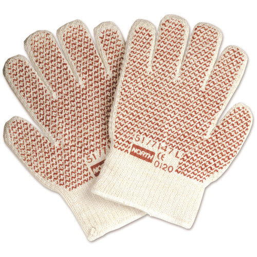 Size Men's Universal Gloves-Grip N - ambidextrous knit Hot Mill glove - 7 gauge inner & outer - knit wrist - brown nitrile N-Tread coating on both sides - resistant to 400 degree F - size: men's universal - 12 pairs per bag, 6 bags per case. - Eagle Tool & Supply