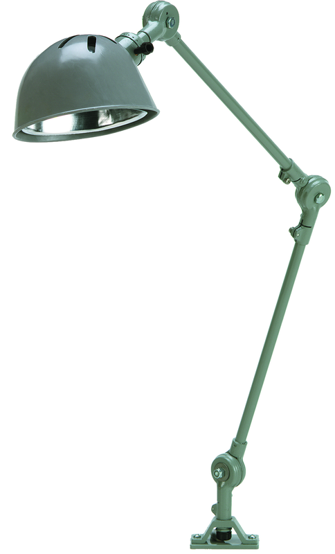 14" Uniflex Machine Lamp; 120V, 60 Watt Incandescent Light, Screw Down Base, Oil Resistant Shade, Gray Finish - Eagle Tool & Supply