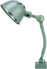 9" Uniflex Machine Lamp; 120V, 60 Watt Incandescent Light, Magnetic Base, Oil Resistant Shade, Gray Finish - Eagle Tool & Supply