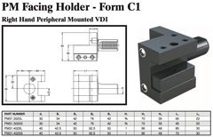 PM Facing Holder - Form C1 (Right Hand Peripheral Mounted VDI) - Part #: PM31.3020S - Eagle Tool & Supply