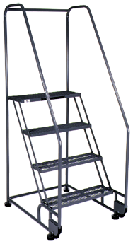 Model 3TR26; 3 Steps; 28 x 30'' Base Size - Tilt-N-Roll Ladder - Eagle Tool & Supply