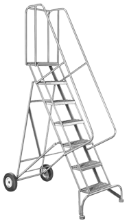 Model 6500; 5 Steps; 30 x 46'' Base Size - Roll-N-Fold Ladder - Eagle Tool & Supply
