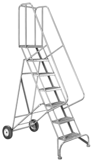 Model 6500; 6 Steps; 30 x 53'' Base Size - Roll-N-Fold Ladder - Eagle Tool & Supply