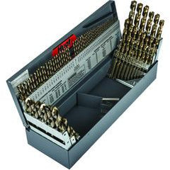 115 Pc. 3 in 1 (1/16" - 1/2" by 64ths / A-Z / 1-60) Cobalt Bronze Oxide Jobber Drill Set - Eagle Tool & Supply