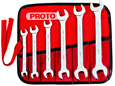 Proto® 6 Piece Satin Metric Open-End Wrench Set - Eagle Tool & Supply