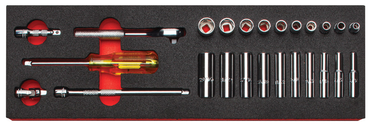 Proto® Foamed 1/4" Drive 25 Piece Combination Socket Set w/ Classic Pear Head Ratchet  - Full Polish - 6 Point - Eagle Tool & Supply