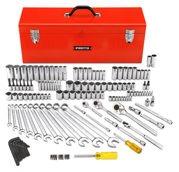 Proto® 1/4", 3/8" & 1/2" Drive 148 Piece Socket Set- 6 & 12 Point w/Box J9969R - Eagle Tool & Supply