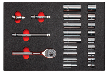 Proto® Foamed  3/8" Drive 22 Piece Socket Set w/ Classic Pear Head Ratchet - Full Polish - 6 Point - Eagle Tool & Supply