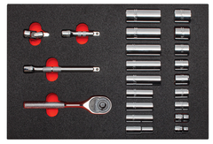 Proto® Foamed  3/8" Drive 22 Piece Socket Set w/ Classic Pear Head Ratchet - Full Polish - 6 Point - Eagle Tool & Supply