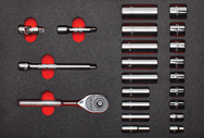 Proto® Foamed  3/8" Drive 22 Piece Socket Set w/ Classic Pear Head Ratchet - Full Polish - 12 Point - Eagle Tool & Supply