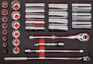 Proto® Foamed 1/2" Drive 30 Piece Socket Set w/ Premium Pear Head Ratchet - Full Polish - 12 Point - Eagle Tool & Supply