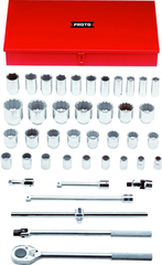 Proto® 3/4" Drive 42 Piece Combination Socket Set - 12 and 6 Point - Eagle Tool & Supply