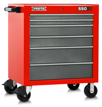 Proto® 550S 34" Roller Cabinet - 6 Drawer, Safety Red and Gray - Eagle Tool & Supply