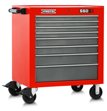 Proto® 550S 34" Roller Cabinet - 8 Drawer, Safety Red and Gray - Eagle Tool & Supply