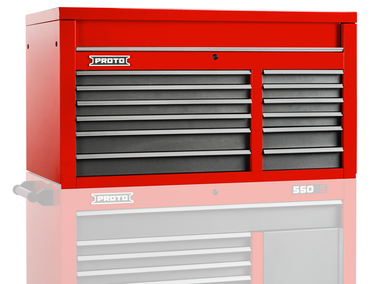 Proto® 550S 50" Top Chest - 12 Drawer, Safety Red and Gray - Eagle Tool & Supply