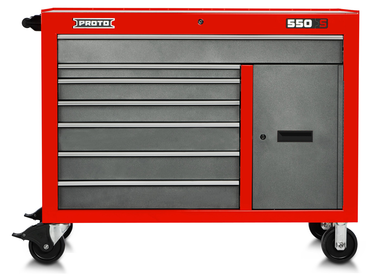 Proto® 550S 50" Workstation - 7 Drawer & 1 Shelf, Safety Red and Gray - Eagle Tool & Supply