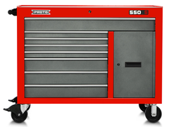 Proto® 550S 50" Workstation - 8 Drawer & 1 Shelf, Safety Red and Gray - Eagle Tool & Supply