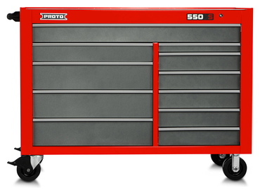 Proto® 550S 57" Workstation - 11 Drawer, Safety Red and Gray - Eagle Tool & Supply