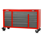 Proto® 550E 67" Power Workstation - 18 Drawer, Safety Red and Gray - Eagle Tool & Supply