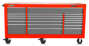 Proto® 550S 88" Workstation - 18 Drawer, Safety Red and Gray - Eagle Tool & Supply