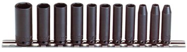 Proto® 1/4" Drive 11 Piece Deep Impact Socket Set - 6 Point - Eagle Tool & Supply