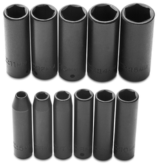 Proto® 1/4" Drive 11 Piece Metric Deep Impact Socket Set - 6 Point - Eagle Tool & Supply