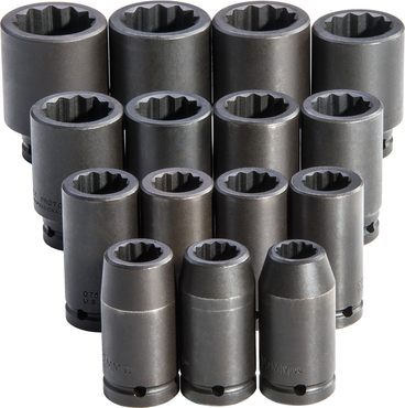 Proto® 3/4" Drive 15 Piece Deep Metric Impact Socket Set - 12 Point - Eagle Tool & Supply