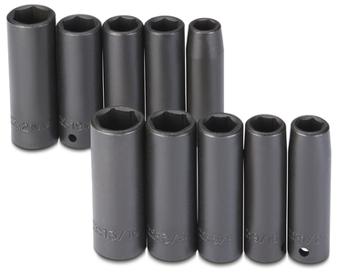 Proto® 1/2" Drive 10 Piece Fractional & Metric Impact Socket Set - 6 Point - Eagle Tool & Supply