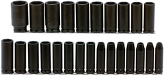 Proto® 1/2" Drive 25 Piece Metric Deep Impact Socket Set - 6 Point - Eagle Tool & Supply