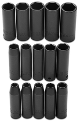 Proto® 1/2" Drive 15 Piece Impact Metric Thin Wall Socket Set - 6 Point - Eagle Tool & Supply