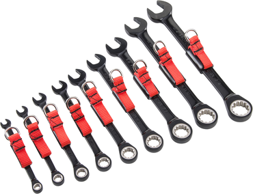 Proto® Tether-Ready 9 Piece Black Chrome Non-Reversible Combination Ratcheting Wrench Set - Spline - Eagle Tool & Supply