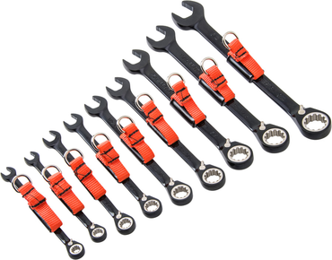 Proto® Tether-Ready 9 Piece Black Chrome Reversible Combination Ratcheting Wrench Set - Spline - Eagle Tool & Supply