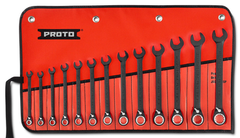 Proto® 13 Piece Black Chrome Reversible Combination Ratcheting Wrench Set - Spline - Eagle Tool & Supply