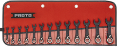 Proto® 13 Piece Black Chrome Metric Combination Stubby Reversible Ratcheting Wrench Set - Spline - Eagle Tool & Supply
