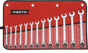 Proto® 13 Piece Full Polish Metric Combination Reversible Ratcheting Wrench Set - 12 Point - Eagle Tool & Supply