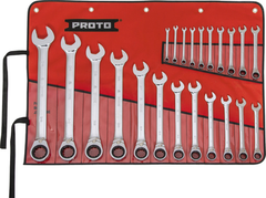 Proto® 22 Piece Full Polish Metric Combination Reversible Ratcheting Wrench Set - 12 Point - Eagle Tool & Supply