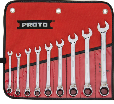 Proto® 9 Piece Full Polish Combination Reversible Ratcheting Wrench Set - 12 Point - Eagle Tool & Supply